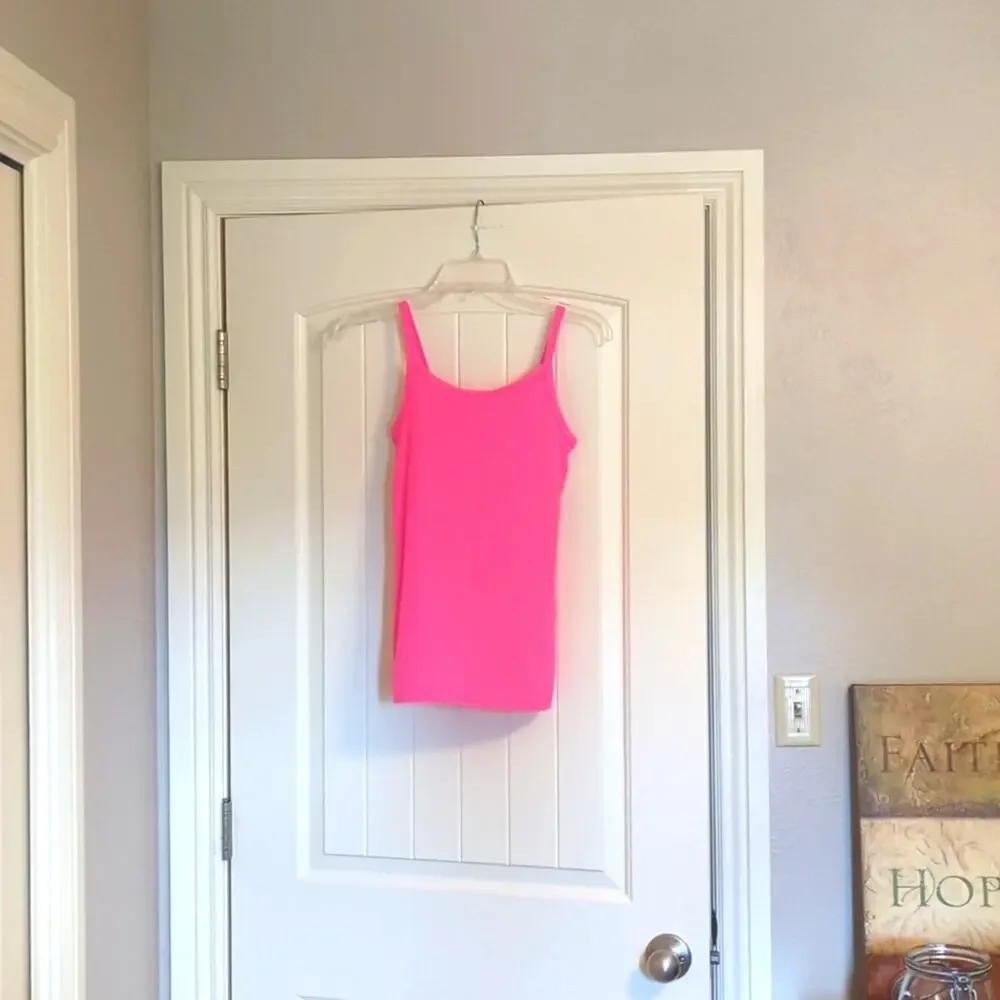 No Boundaries Barbiecore Small Child 3-5 Ribbed Spaghetti Strap Tank Hot Pink